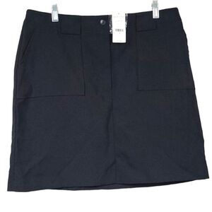 NWT New York & Company Solid Black Skirt Pockets Belt Loops A-Line Mini Uniform